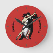Tango Dancers Runde Wanduhr (Vorderseite)