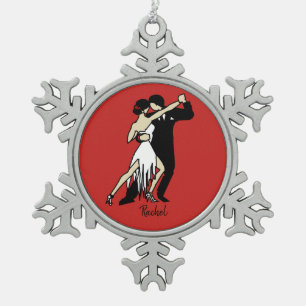 Tango Dancers Schneeflocken Zinn-Ornament