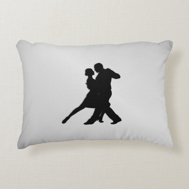 Tango Dancers Silhouette 2 Silver Dekokissen (Vorderseite)