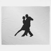 Tango Dancers Silhouette 2 Silver Fleecedecke (Vorderseite (Horizontal))