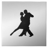 Tango Dancers Silhouette 2 Silver Fliese (Vorderseite)