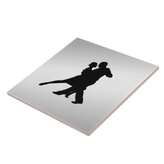 Tango Dancers Silhouette 2 Silver Fliese (Seite)