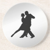 Tango Dancers Silhouette 2 Silver Getränkeuntersetzer (Vorne)
