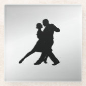 Tango Dancers Silhouette 2 Silver Glasuntersetzer (Vorderseite)