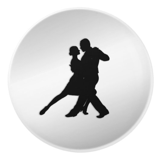 Tango Dancers Silhouette 2 Silver Keramikknauf (Vorderseite)