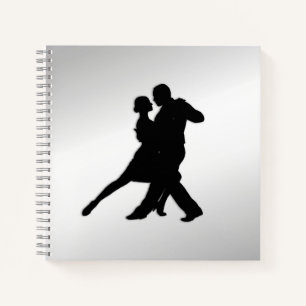 Tango Dancers Silhouette 2 Silver Notizblock