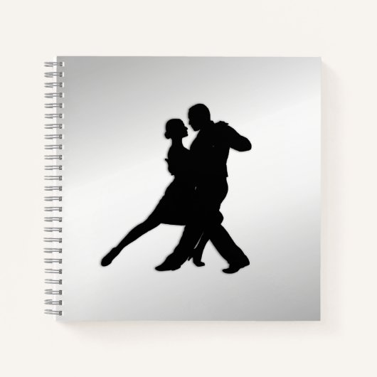 Tango Dancers Silhouette 2 Silver Notizblock (Vorderseite)