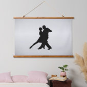 Tango Dancers Silhouette 2 Silver Wandteppich Mit Holzrahmen (Schlafzimmer)