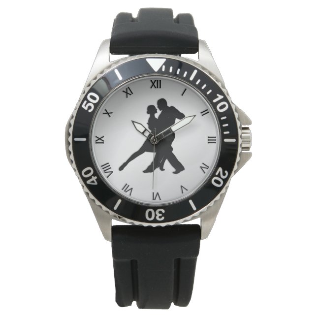 Tango Dancers Silhouette Armbanduhr (Vorderseite)