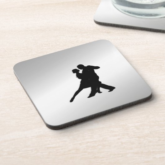 Tango Dancers Silhouette Getränkeuntersetzer (Linke Seite)