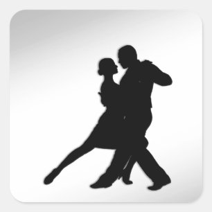 Tango Dancers Silhouette Quadratischer Aufkleber