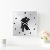 Tango Dancers Silhouette Zwölf Zahlen Quadratische Wanduhr (Zuhause)