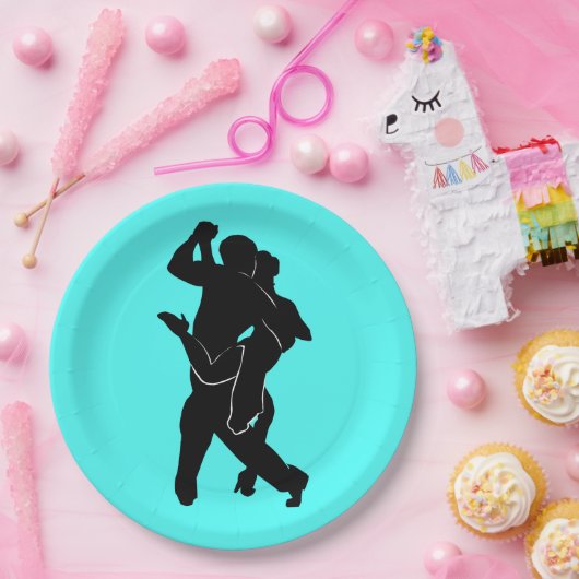 Tango Dancers Türkisfarbene Paper Teller wählen Fa (Party)