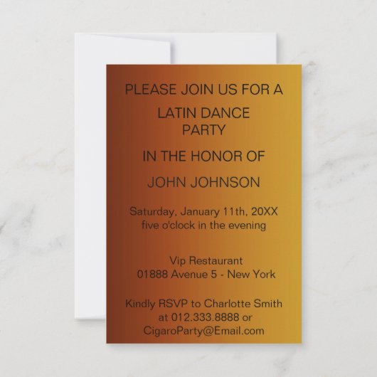 Tango Flamenco Latin Dance Party Brown Ombre Einladung (Rückseite)