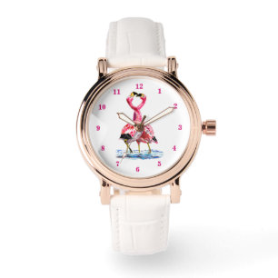 Tango Flamingos beobachten rosa Flamingo-Tanz Armbanduhr