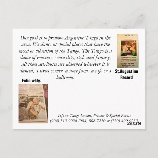 Tango Gig Postkarte (Rückseite)