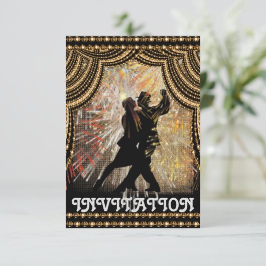 Tango Latin Dance Party Einladung (Stehend Vorderseite)