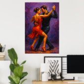 Tango Leidenschaft Rotkleid Tanz Poster (Heimbüro)