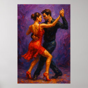 Tango Leidenschaft Rotkleid Tanz Poster