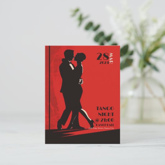 Tango Night Einladung Postkarte (Stehend Vorderseite)