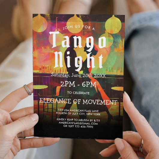 Tango Party und Tango Tänzer Einladung