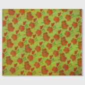 Tango Red Peongs on Lime Green Silk v2 Geschenkpapier (Flach)