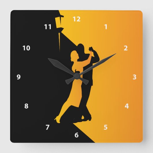 Tango Silhouette Dancers Quadratische Wanduhr (Vorderseite)