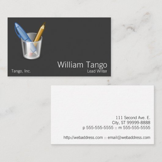 Tango-Stift u. Bleistift Visitenkarte (Vorne/Hinten)