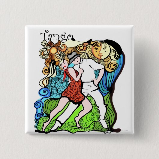 Tango-Tanz - zwei wenig Tangueros Button (Vorderseite)