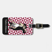 Tango-Tänzer auf Burgundy Geometric Background Gepäckanhänger (Vorderseite horizontal)