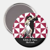 Tango-Tänzer auf Burgundy Geometric Background Magnet (Vorderseite/Rückseite)