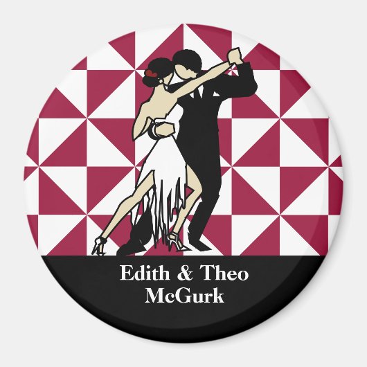 Tango-Tänzer auf Burgundy Geometric Background Magnet (Vorne)