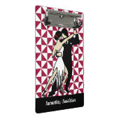 Tango-Tänzer auf Burgundy Geometric Background Mini Klemmbrett (Schrägansicht)