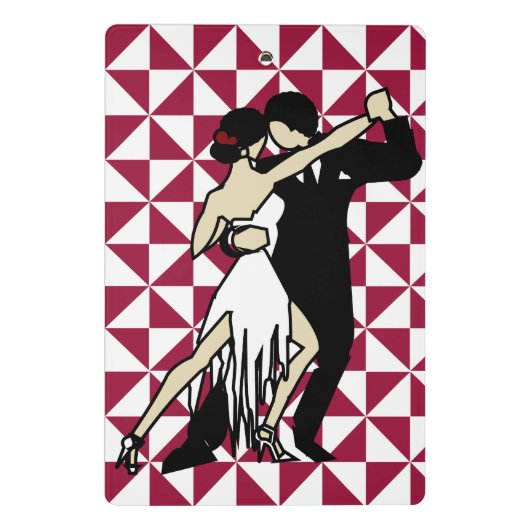 Tango-Tänzer auf Burgundy Geometric Background Mini Klemmbrett (Rückseite)