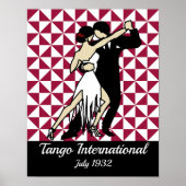 Tango-Tänzer auf Burgundy Geometric Background Poster (Vorne)