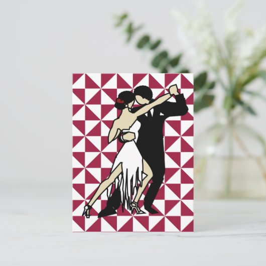 Tango-Tänzer auf dem geometrischen Hintergrund von Postkarte (Stehend Vorderseite)