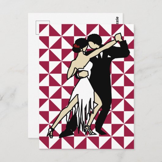 Tango-Tänzer auf dem geometrischen Hintergrund von Postkarte (Vorne/Hinten)