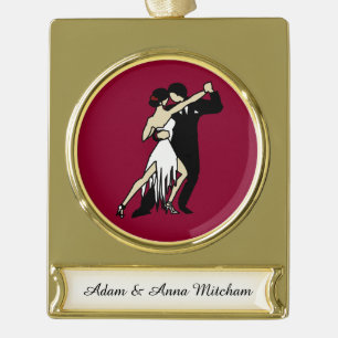Tango-Tänzer im Vintage-Stil Banner-Ornament Gold