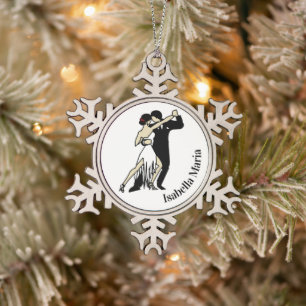 Tango-Tänzer im Vintage-Stil Schneeflocken Zinn-Ornament