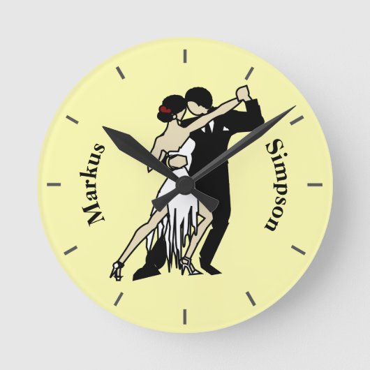 Tango-Tänzer im Vintagen Stil Runde Wanduhr (Vorderseite)
