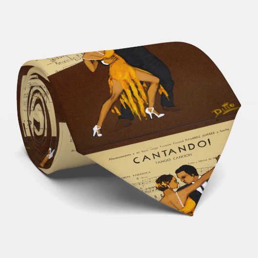 Tango-Tänzer-Paar-Vintage Plakat-Krawatte Krawatte (Gerollt)