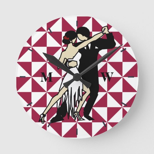 Tango-Tänzer Runde Wanduhr (Vorderseite)