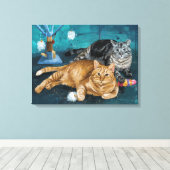 Tango und Vangogh Cats Portrait Leinwanddruck (Insitu (Holzboden))