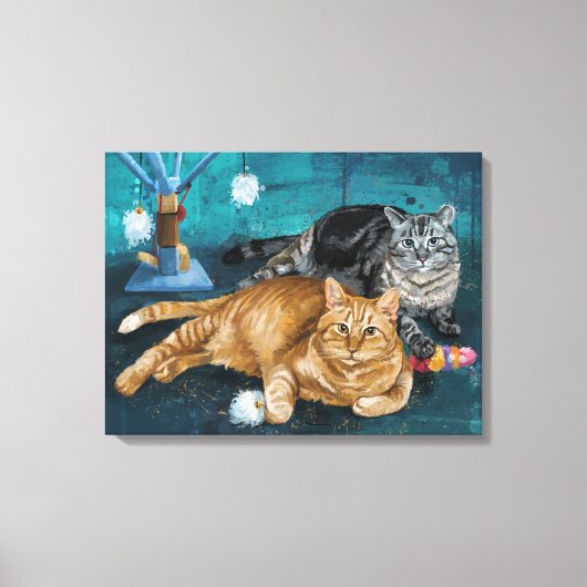 Tango und Vangogh Cats Portrait Leinwanddruck (Vorderseite)