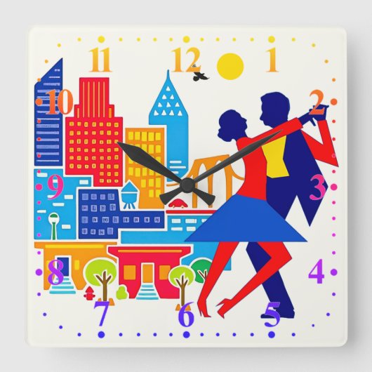 Tango Wall Clock Quadratische Wanduhr (Vorderseite)