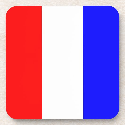 Tangorot, weiß, blaue Streifen Getränkeuntersetzer (Vorderseite)