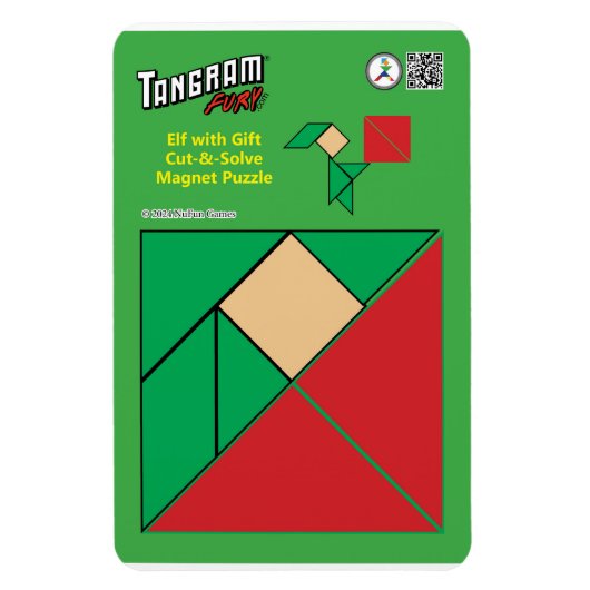 Tangram Christmas Elf Magnet - Elf mit Gegenwart (Vertikal)