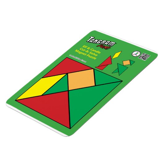 Tangram Christmas Elf Magnet - Elf mit Kerze (Linke Seite)