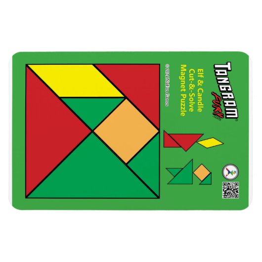 Tangram Christmas Elf Magnet - Elf mit Kerze (Horizontal)