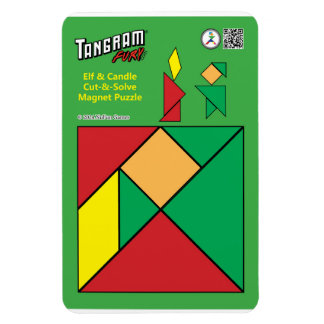 Tangram Christmas Elf Magnet - Elf mit Kerze